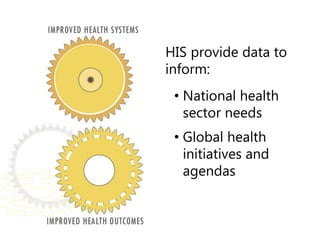 Key Uses of the
The HISSM is currently being used by MEASURE
Evaluation advisors and country HIS management
teams to:
1. S...