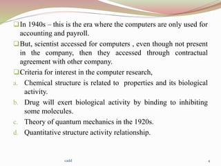 Hisstory of computers in pharmaceutical research and development | PPTX