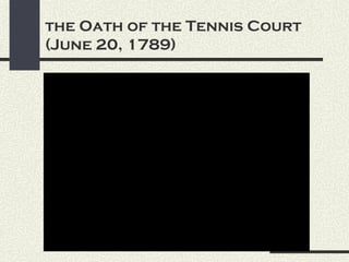 the Oath of the Tennis Court
(June 20, 1789)




                      QuickTimeª and a
           TIFF (Uncompressed) decompressor
              are needed to see this picture.
                      QuickTimeª and a
           TIFF (Uncompressed) decompressor
              are needed to see this picture.
 