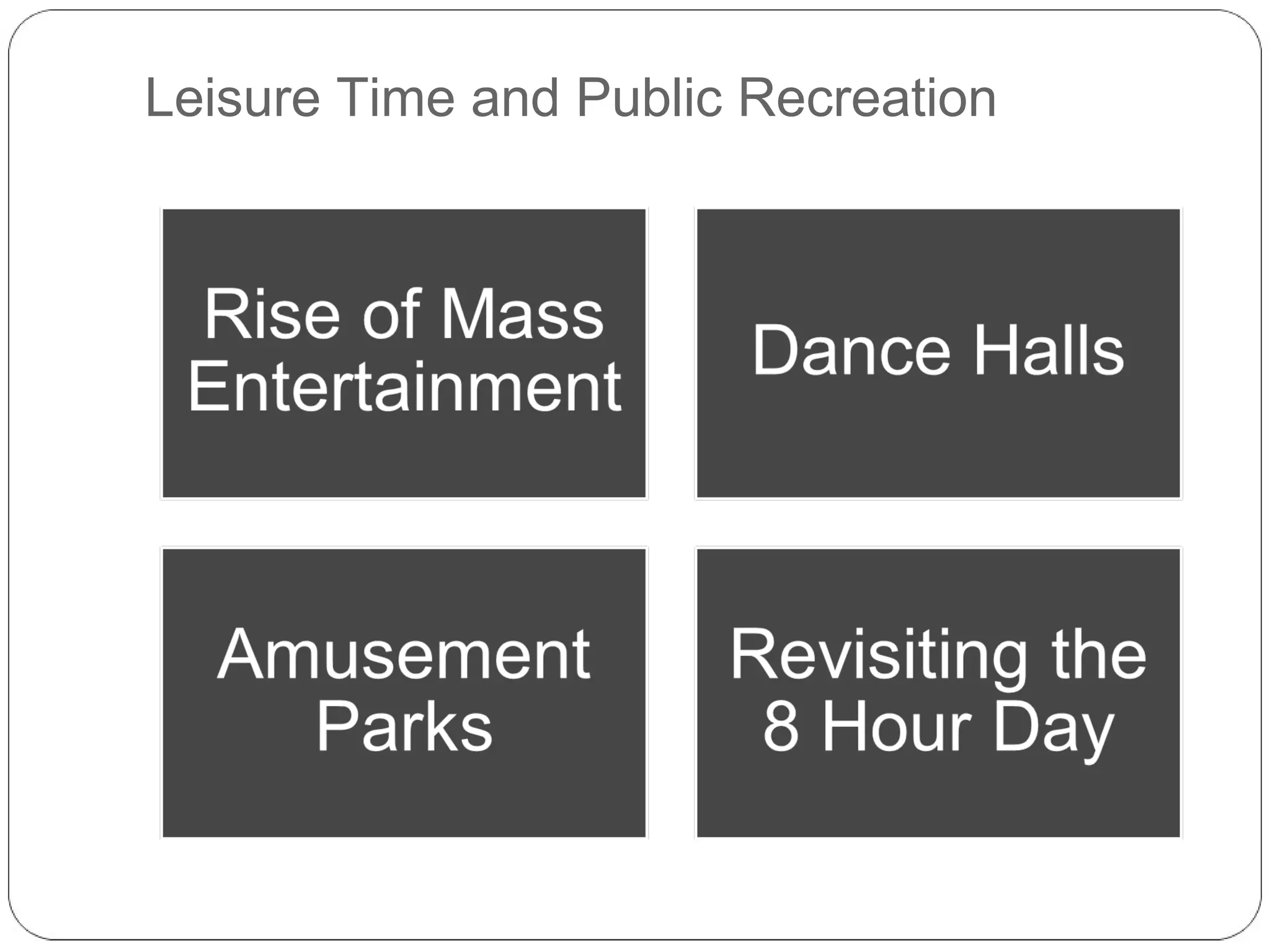 Leisure Time and Public Recreation

 