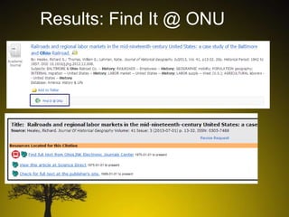 Results: Find It @ ONU

 