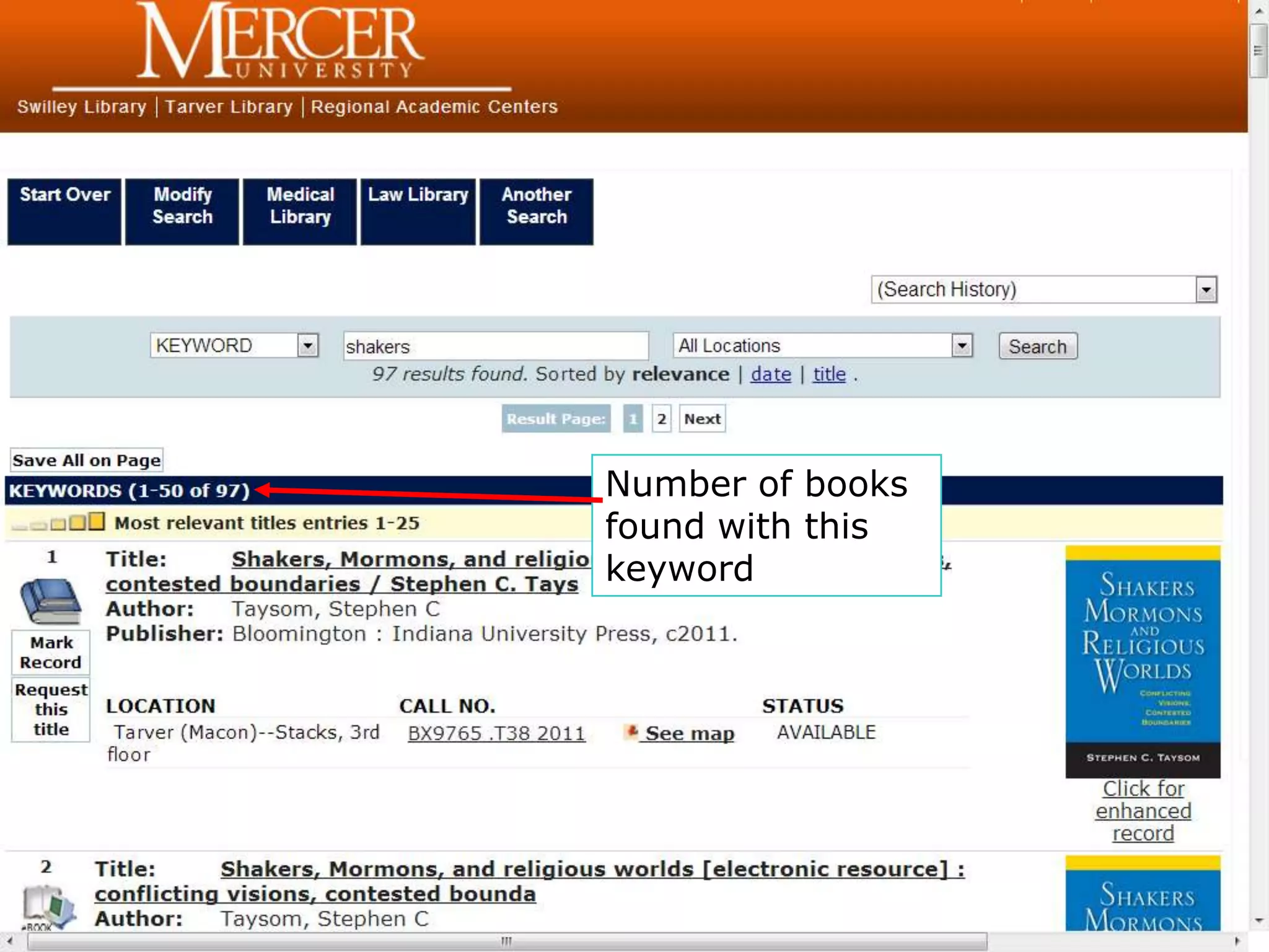 Number of books
found with this
keyword
 