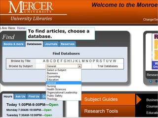 To find articles, choose a
database.
 