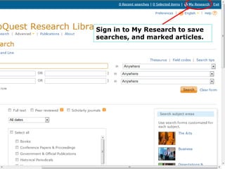 Sign in to My Research to save
searches, and marked articles.
 