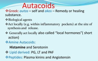 Histamine and antihistamine drugs | PPTX