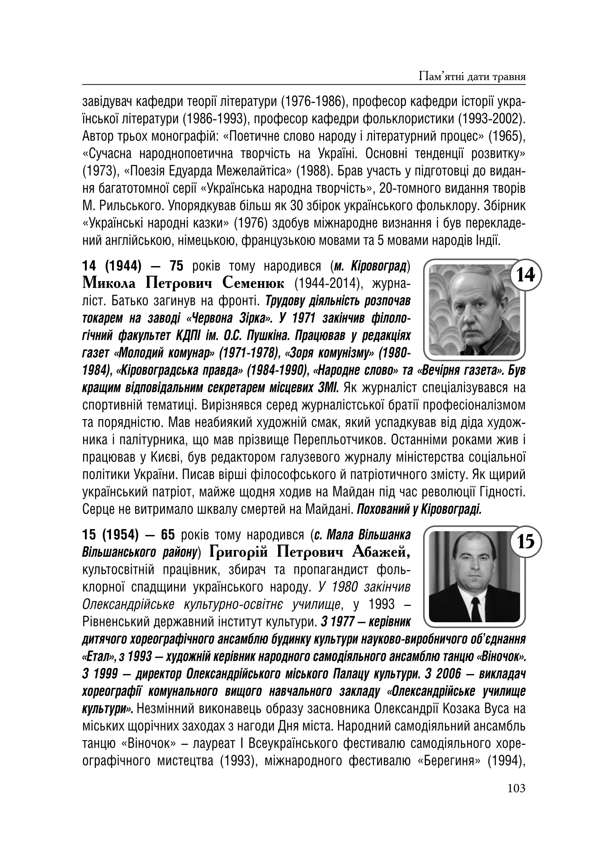 Історичний календар Кіровоградщини на 2019 р.