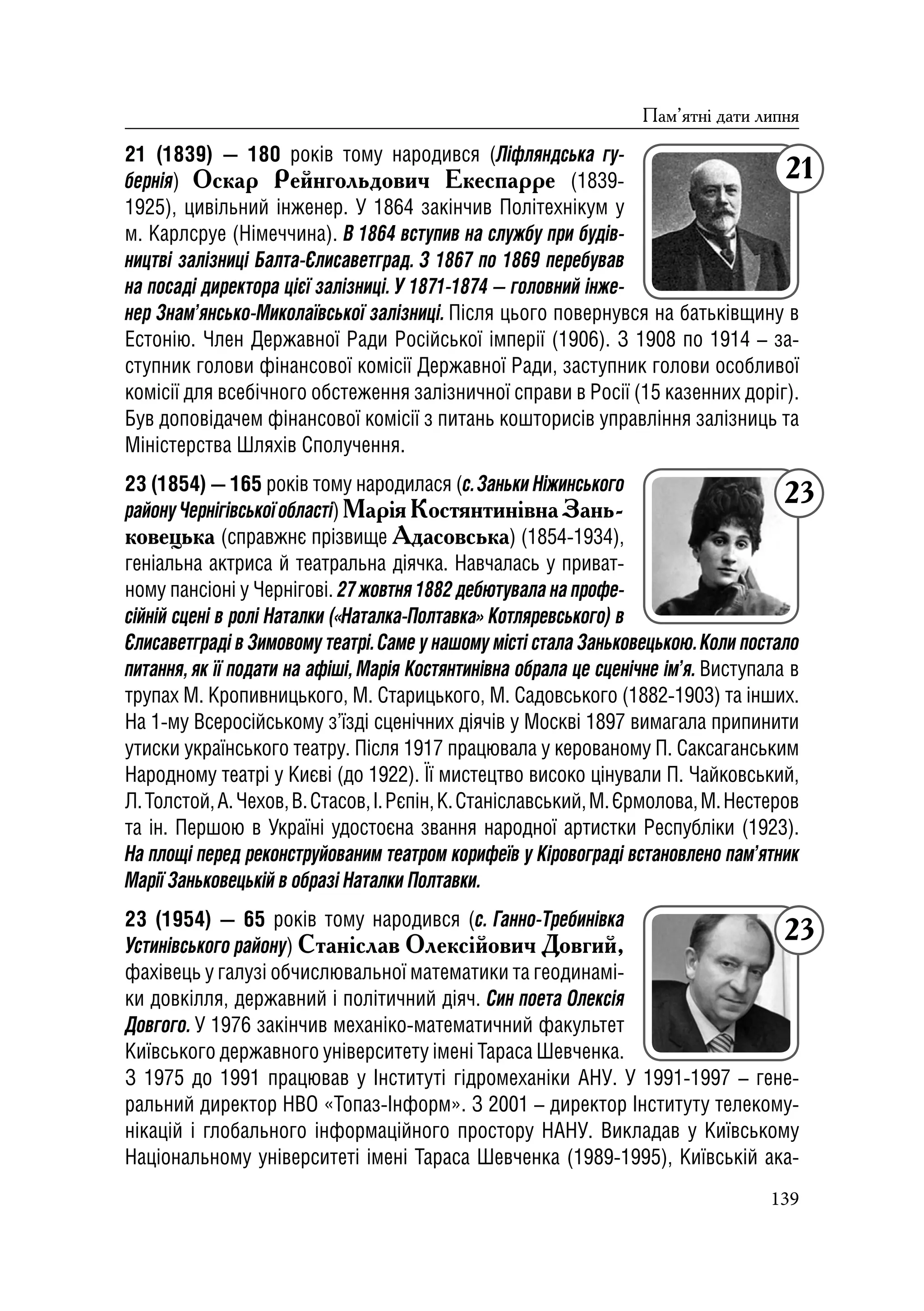 Історичний календар Кіровоградщини на 2019 р.