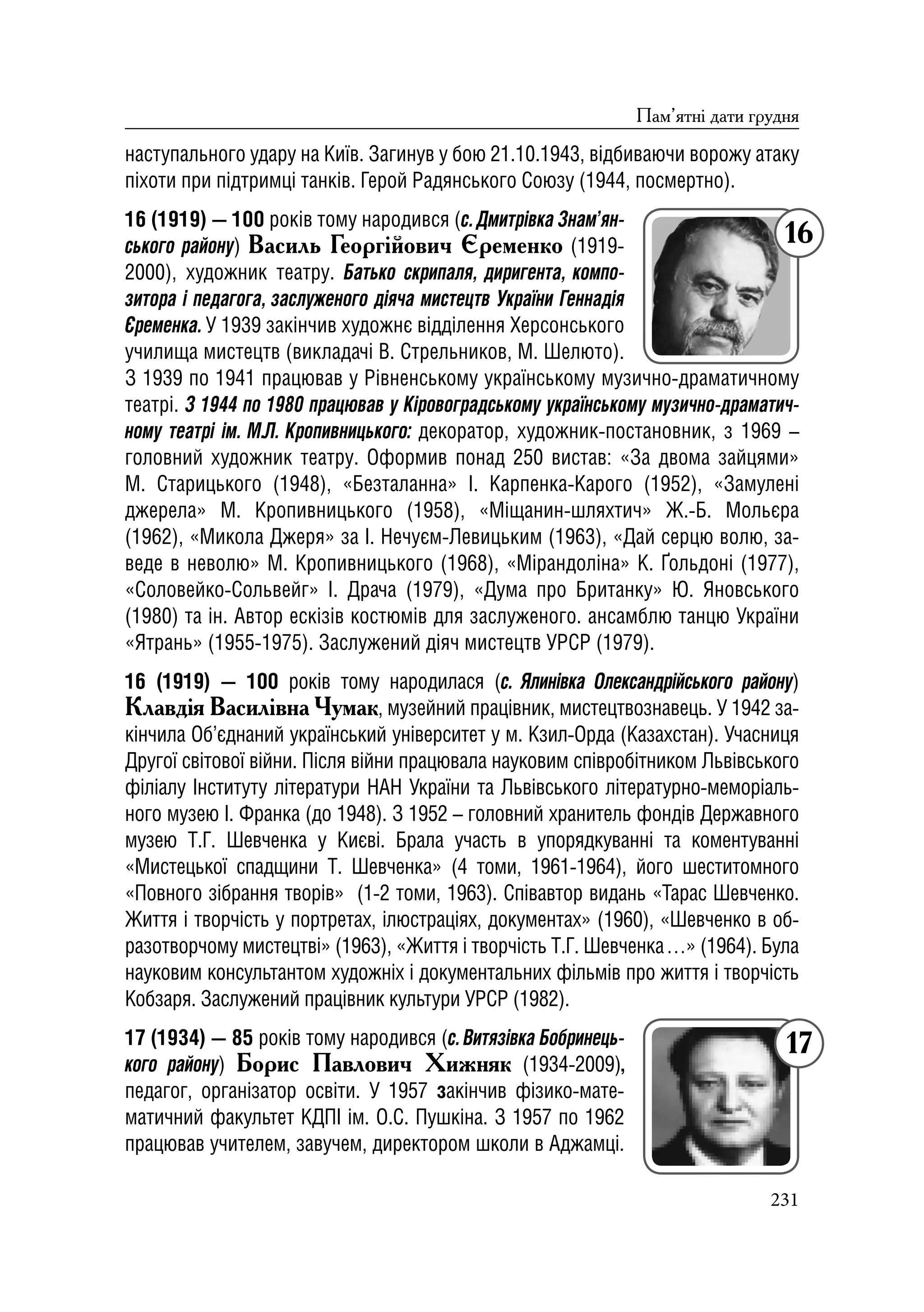 Історичний календар Кіровоградщини на 2019 р.