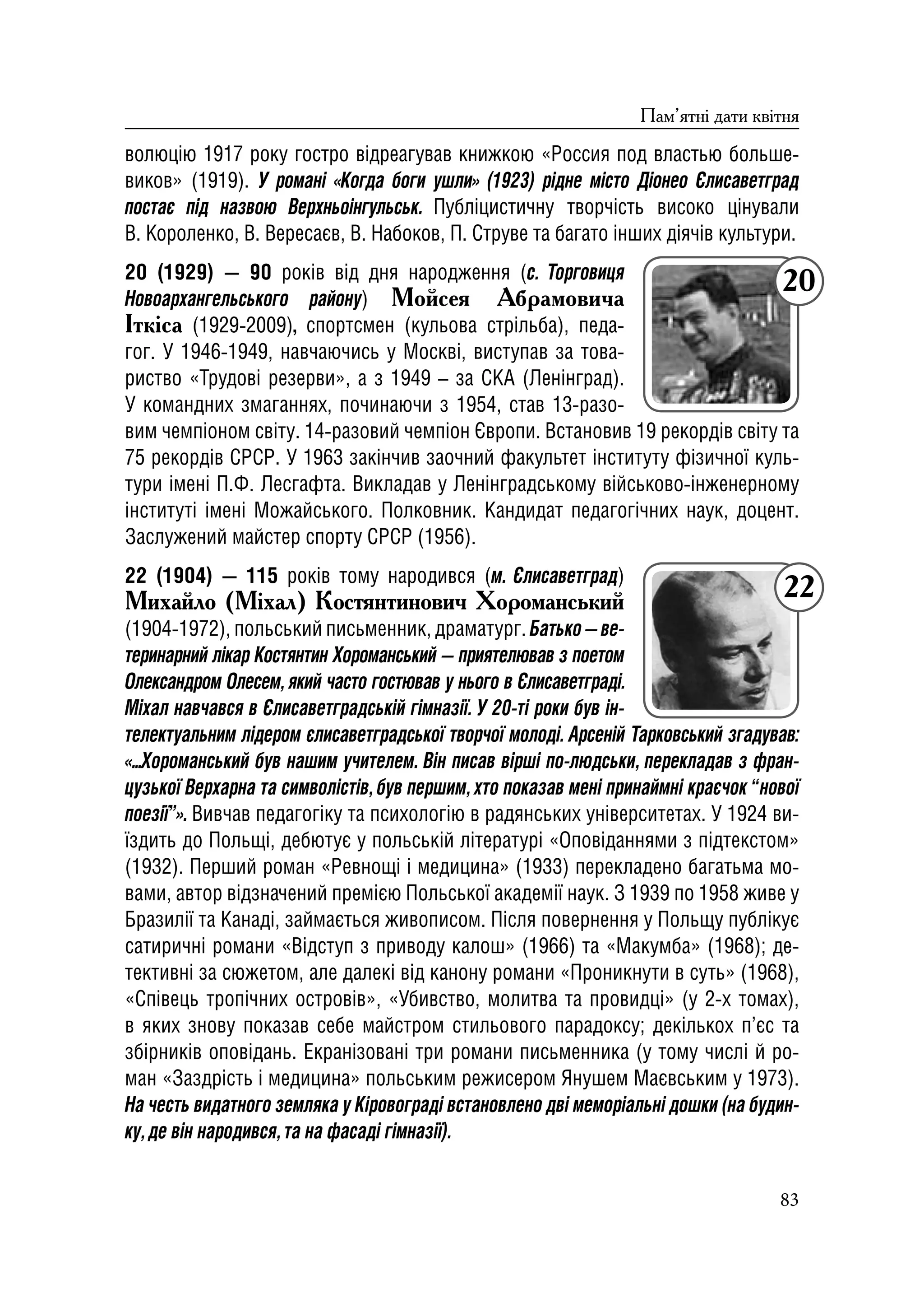 Історичний календар Кіровоградщини на 2019 р.