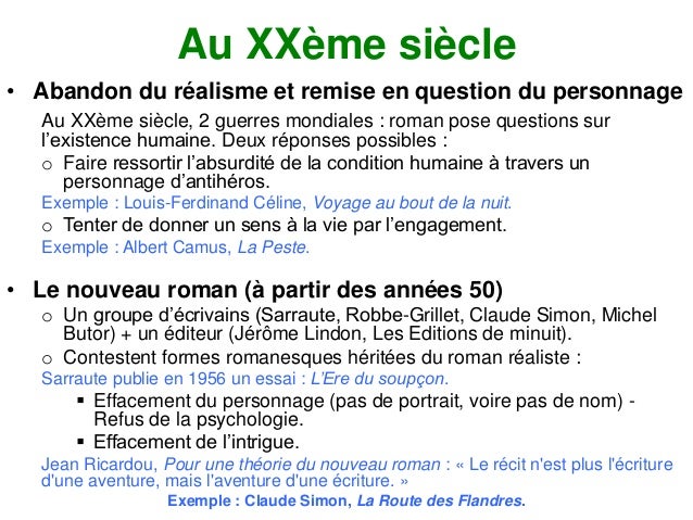 Histoire littéraire : le roman et ses personnages.