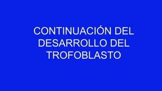 CONTINUACIÓN DEL
DESARROLLO DEL
TROFOBLASTO
 