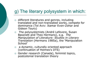 Polysystem The history of translation studies ( English study ) | PPT