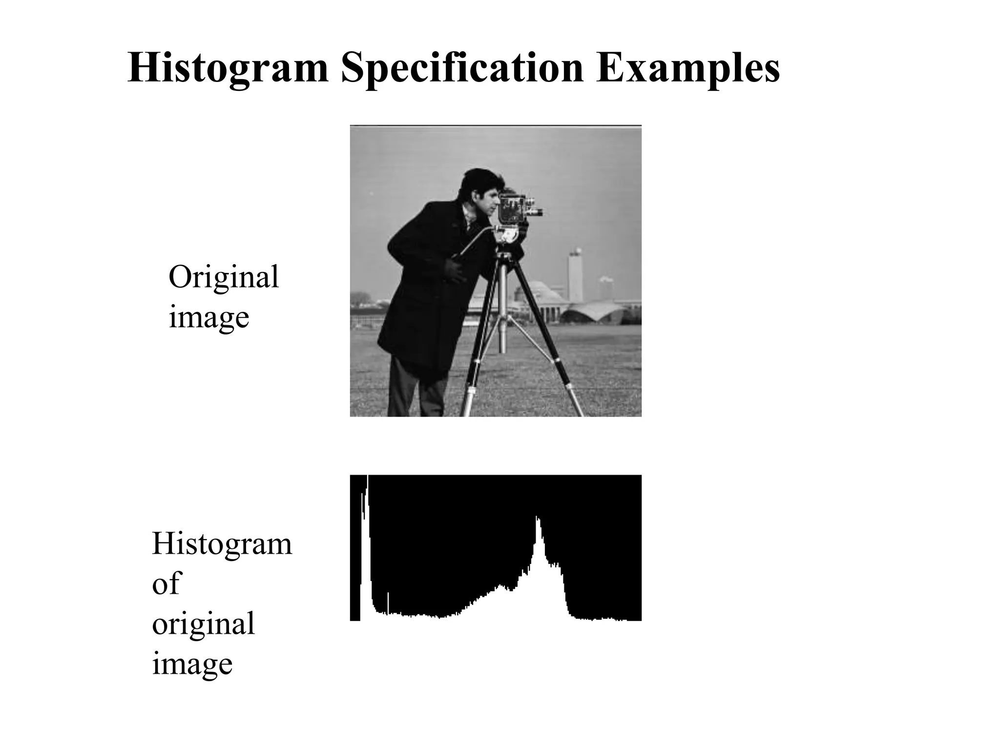Original
image
Histogram Specification Examples
Histogram
of
original
image
 