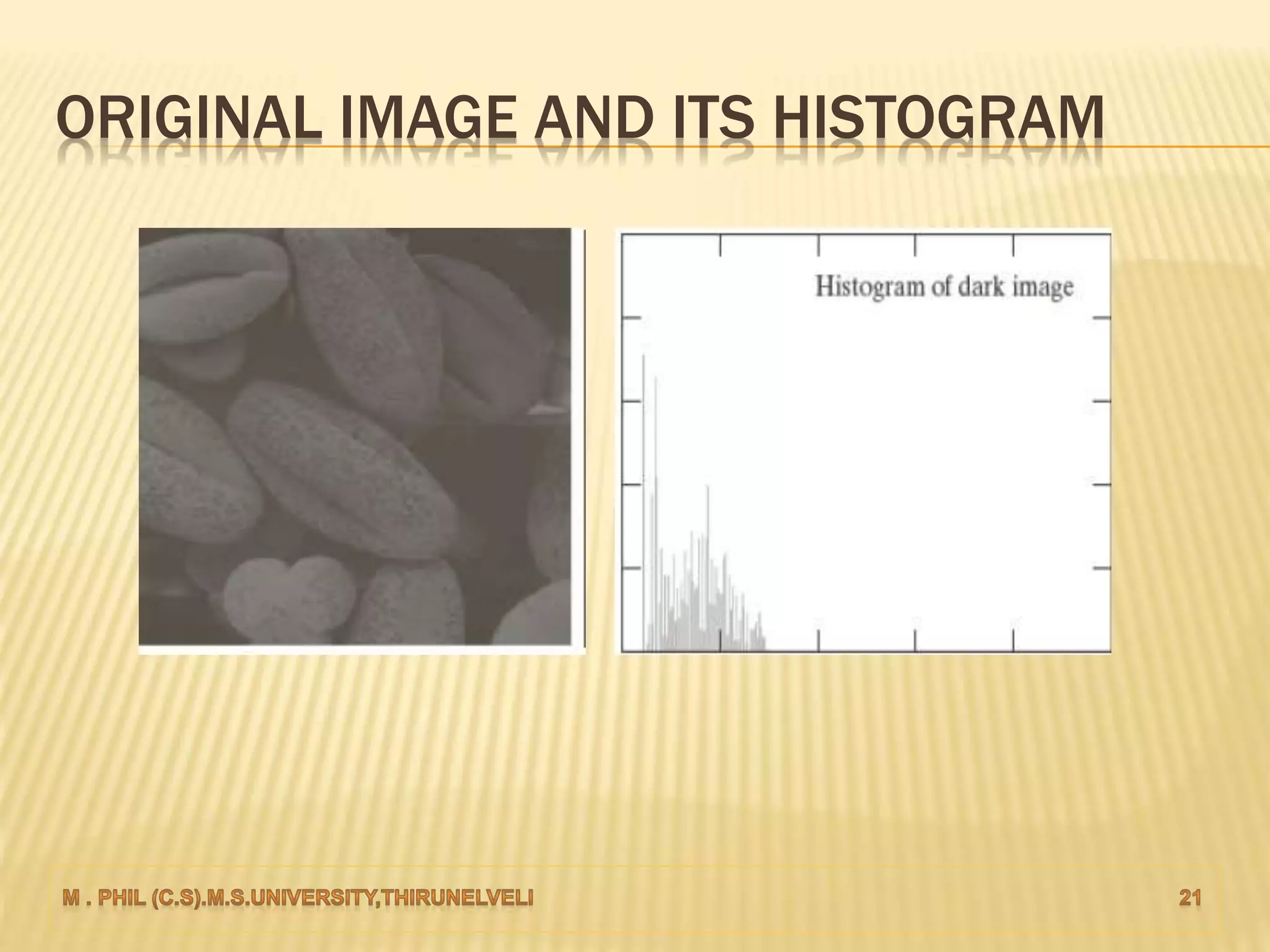 ORIGINAL IMAGE AND ITS HISTOGRAM
 