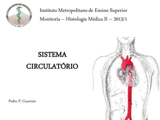 Instituto Metropolitano de Ensino Superior
                    Monitoria – Histologia Médica II – 2013/1




             SISTEMA
          CIRCULATÓRIO


Pedro P. Guarnier
 