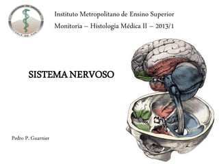 Instituto Metropolitano de Ensino Superior
                    Monitoria – Histologia Médica II – 2013/1




       SISTEMA NERVOSO



Pedro P. Guarnier
 
