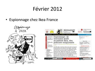 Février 2012
• Espionnage chez Ikea France
 