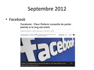 Septembre 2012
• Facebook
 