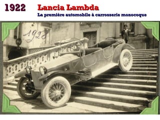 1922

Lancia Lambda

La première automobile à carrosserie monocoque

 