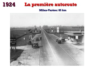 1924

La première autoroute
Milan-Varèse: 85 km

 