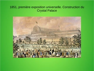 1851, première exposition universelle. Construction du
Crystal Palace
 