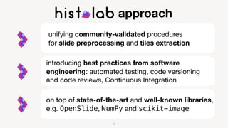 unifying community-validated procedures

for slide preprocessing and tiles extraction
introducing best practices from soft...