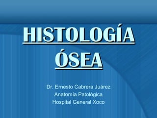 HHIISSTTOOLLOOGGÍÍAA 
ÓÓSSEEAA 
Dr. Ernesto Cabrera Juárez 
Anatomía Patológica 
Hospital General Xoco 
 