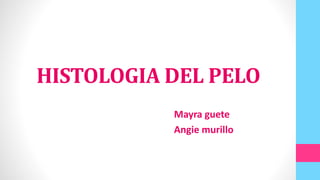 HISTOLOGIA DEL PELO
Mayra guete
Angie murillo
 