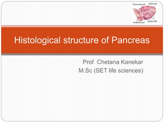 Prof Chetana Kanekar
M.Sc (SET life sciences)
Histological structure of Pancreas
 