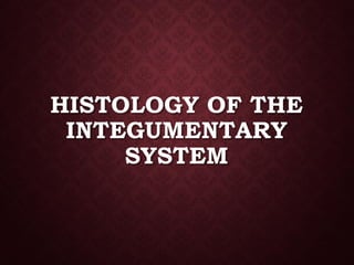 HISTOLOGY OF THE
INTEGUMENTARY
SYSTEM
 