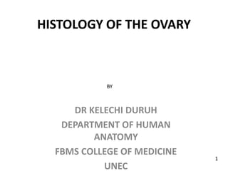 HISTOLOGY OF THE OVARY
DR KELECHI DURUH
DEPARTMENT OF HUMAN
ANATOMY
FBMS COLLEGE OF MEDICINE
UNEC
BY
1
 