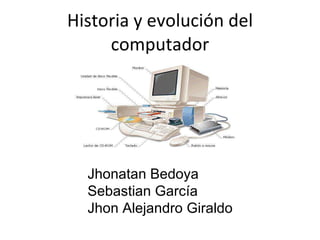 Historia y evolución del computador Jhonatan Bedoya Sebastian García Jhon Alejandro Giraldo 