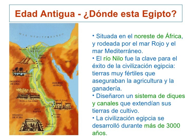 Edad Antigua - Â¿DÃ³nde esta Egipto?                â€¢ Situada en el noreste de Ãfrica,                y rodeada por el mar R...