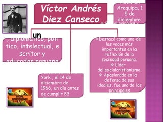Biografías: Víctor Andrés Diez Canseco, Victor Raúl Haya de la Torre, José Carlos Mariátegui
