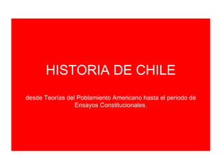 HISTORIA DE CHILE desde Teorías del Poblamiento Americano hasta el periodo de Ensayos Constitucionales. 
