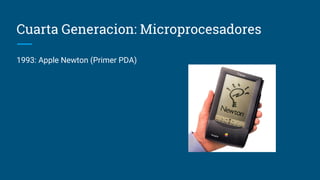 Cuarta Generacion: Microprocesadores
1993: Apple Newton (Primer PDA)
 