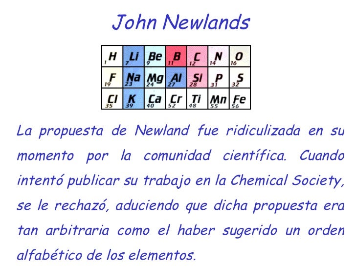 Historia de la tabla periódica Historia de la tabla periódica