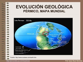 EVOLUCIÓN GEOLÓGICA PÉRMICO, MAPA MUNDIAL Fuente:  http://www.scotese.com/earth.htm Prof. Isaac Buzo Sánchez 