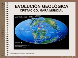 EVOLUCIÓN GEOLÓGICA CRETÁCICO, MAPA MUNDIAL Fuente:  http://www.scotese.com/earth.htm Prof. Isaac Buzo Sánchez 