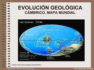 EVOLUCIÓN GEOLÓGICA CÁMBRICO, MAPA MUNDIAL Fuente:  http://www.scotese.com/earth.htm Prof. Isaac Buzo Sánchez 