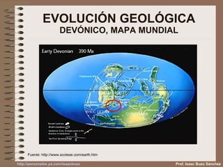 EVOLUCIÓN GEOLÓGICA DEVÓNICO, MAPA MUNDIAL Fuente:  http://www.scotese.com/earth.htm Prof. Isaac Buzo Sánchez 