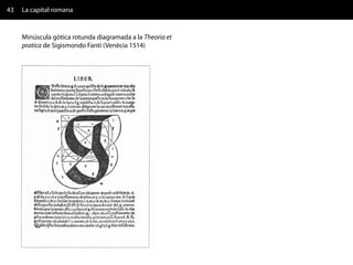 43   La capital romana


     Minúscula gòtica rotunda diagramada a la Theoria et
     pratica de Sigismondo Fanti (Venècia 1514)
 