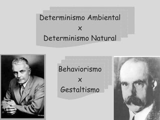 Determinismo Ambiental
x
Determinismo Natural
Behaviorismo
x
Gestaltismo
 