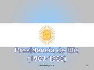 Desarrollismo: Ideas originadas en trabajos de economistas y sociólogos norteamericanos; fueron difundidas por el Bco. Interamericano de desarrollo, el Bco. Mundial y la CEPAL. Prometía el desarrollo industrial del país. Hubo industriales disconformes, la solución estaba en el desarrollo de industrias básicas. 	Para obtener el capital, había dos modos:	A) Con ahorro forzado y restricción del consumo.	B) Con financiamiento externo.Batalla del Petróleo: Explicaba los manejos de las empresas petroleras y su influencia política. El congreso voto una ley que declaraba bienes exclusivos de la nación a todos los yacimientos de hidrocarburos, encargándole a YPF, YCF y Gas del Estado su explotación. 	En 1958 se firmaron contratos con empresas extranjeras. Se les entregaban millones de hectáreas que estaban siendo explotadas por YPF.YPF tuvo perdidas impresionantes: Perjuicio financiero de 285 millones, utilidades por 167 millones, privación al fisco por 2.500.000.18Historia Argentina.