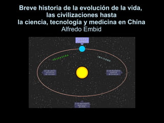 Breve historia de la evolución de la vida,  las civilizaciones hasta la ciencia, tecnología y medicina en China Alfredo Embid 