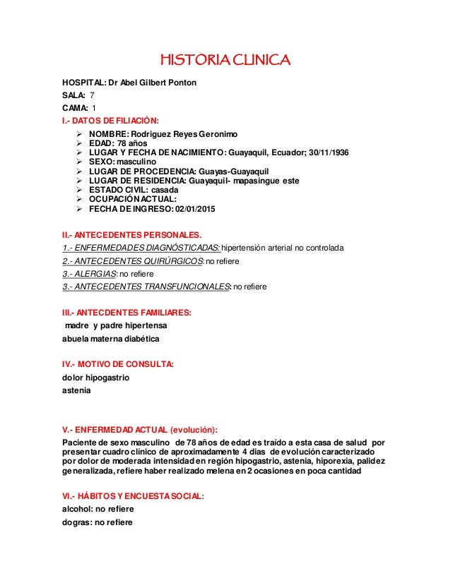 Historia clinica med interna Historia clinica med interna