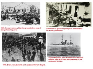 1900. Enero, reclutamiento en la plaza de Bolívar, Bogotá. 1899. Conservadores y liberales preparándose para el banquete d...