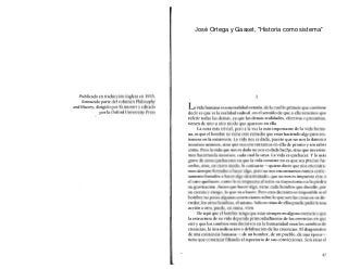 José Ortega y Gasset, "Historia como sistema"
 