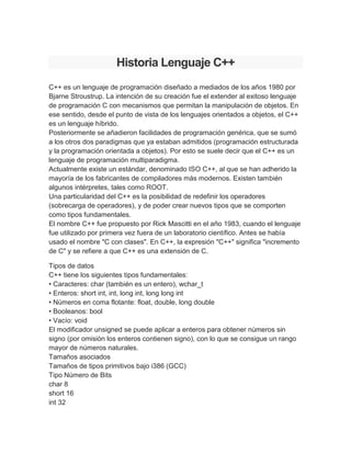 Historia de c++ | DOCX