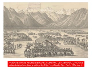 PARLAMENTO DE NEGRETE BAJO EL GOBIERNO DE AMBROSIO O’HIGGINS Atlas de la historia física y política de Chile / por Claudio Gay. París. 1854. vol. 1. 